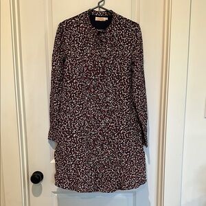 Tory Burch Long Sleeve Dress in Burgundy and White